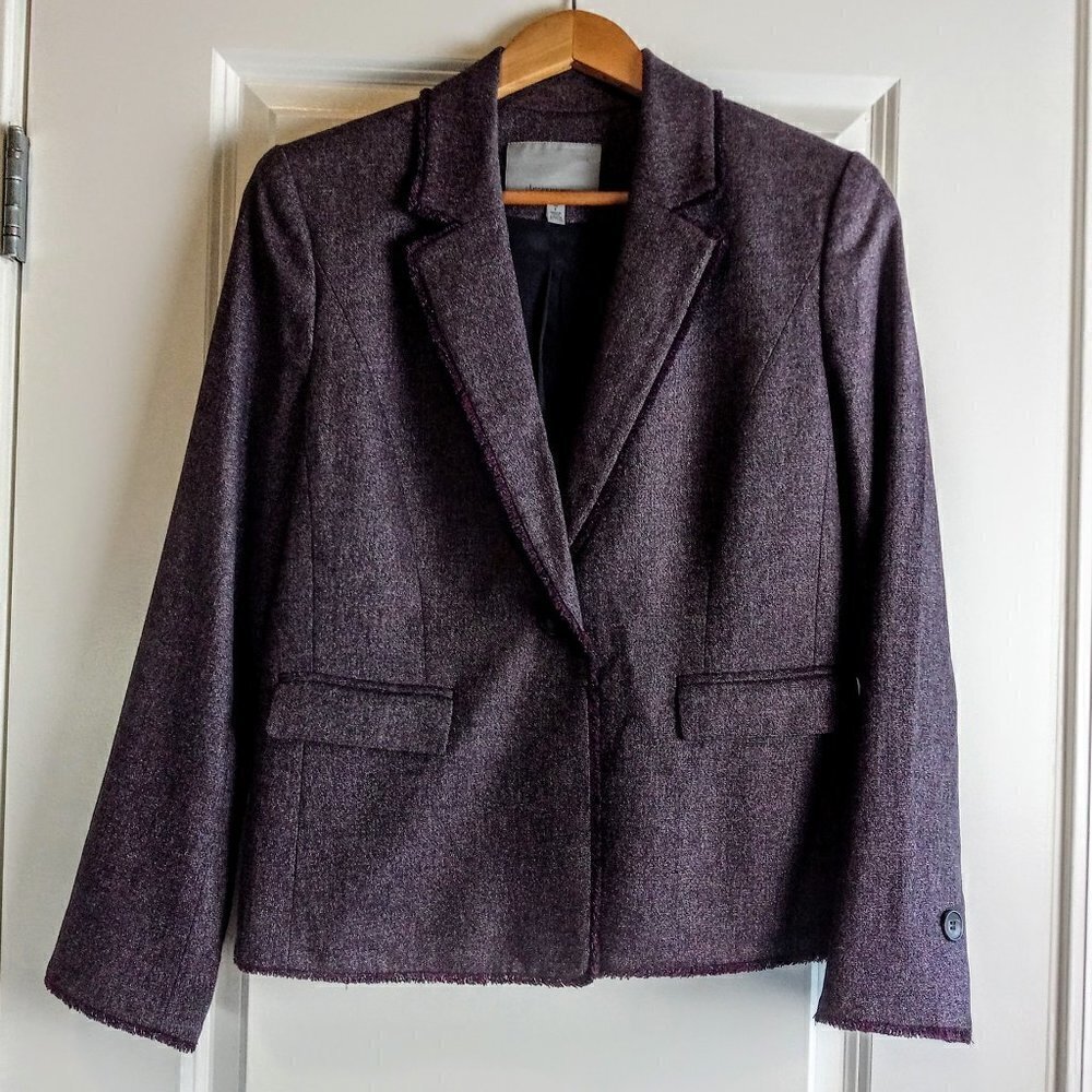 Classiques Entier Raw Edge Trim Button Front Wool Blazer